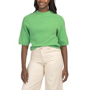 BIANCO E BLU Italy Alpaca Blend Round Neck Three-quarter Sleeve Sweater